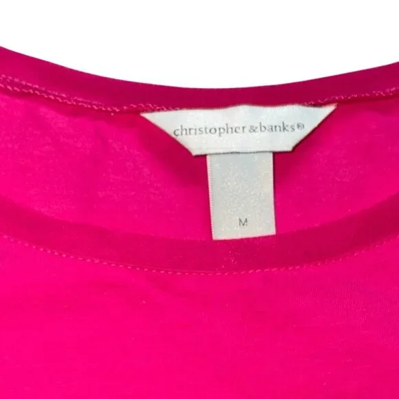 Christopher & Banks Scalloped Floral Bottom Shirt-Pink-Size M-GUC - Picture 4 of 5